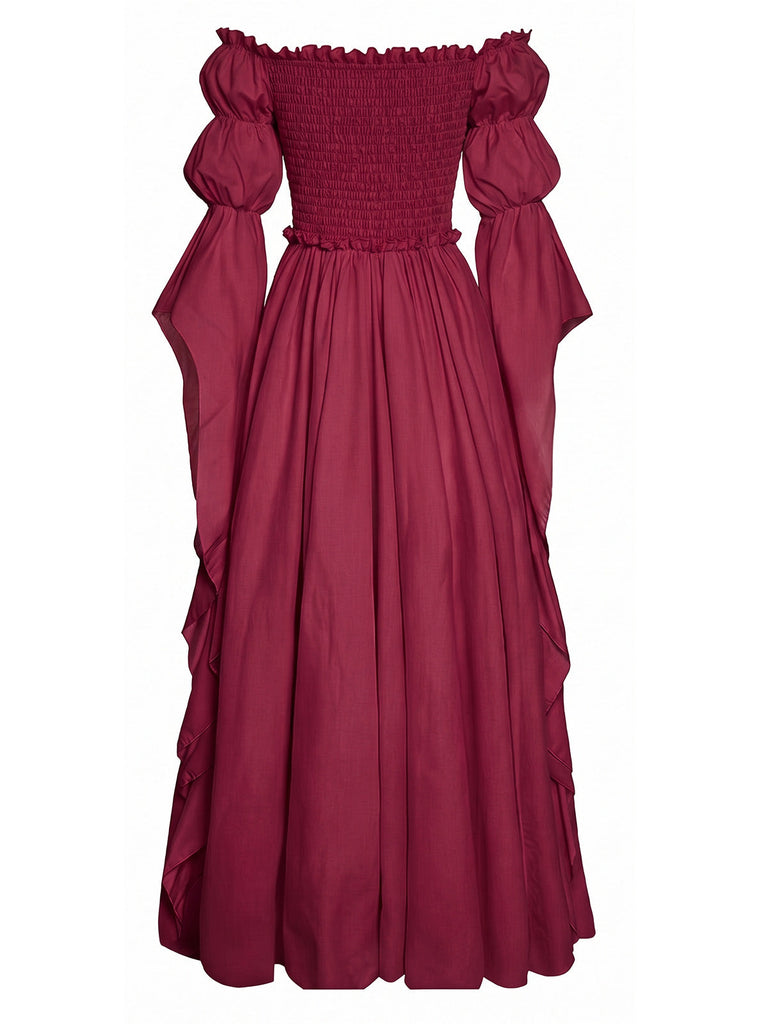30er schulterfreies Langes Kleid mit Empire-Taille