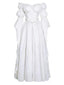 Weißes 30er Carmen-Maxikleid mit Virago-Ärmeln und Empire-Taille