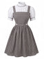 Graues 50er Kleid in Latz-Optik mit Vichy-Karo und Puffärmeln