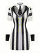 Schwarzes & Weißes 60er Bleistiftkleid mit Streifen