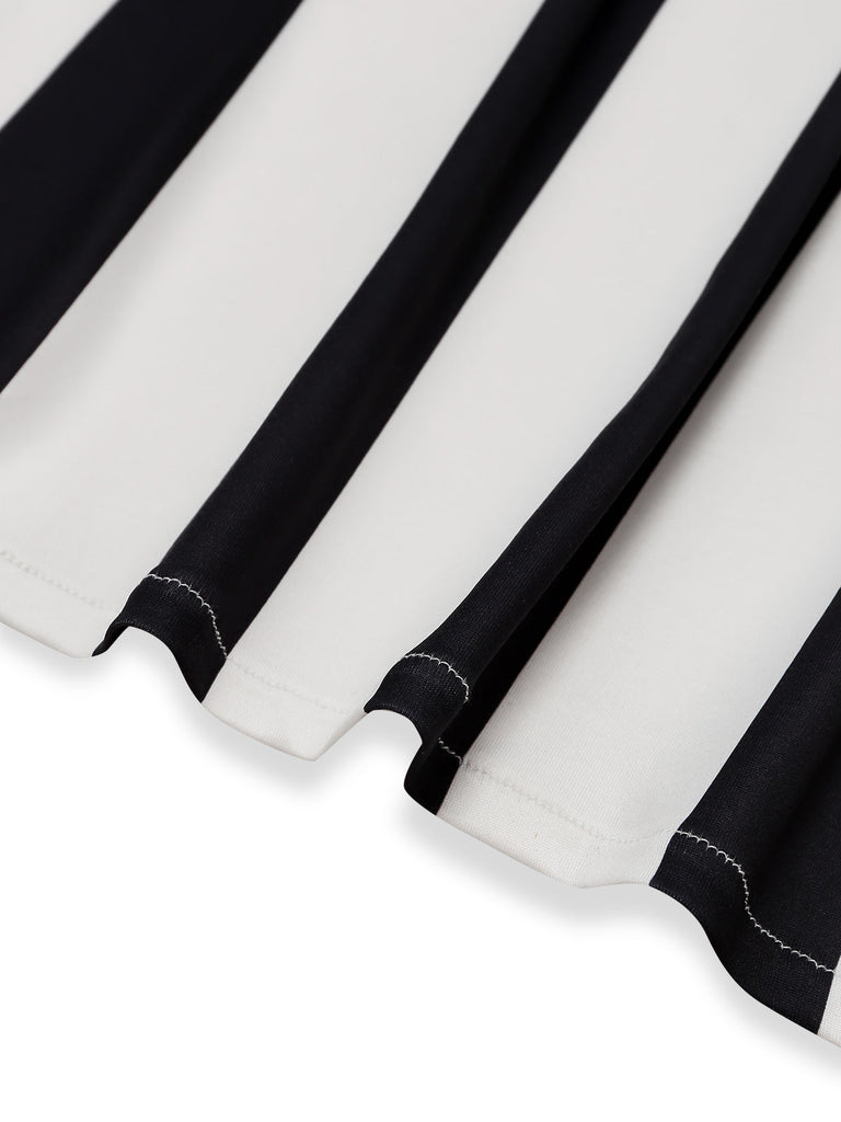 Schwarzes & Weißes 60er Bleistiftkleid mit Streifen