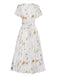 Apricotes 40er Midikleid mit Flatterärmel und Blumen
