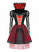 Rotes 50er Halloween Netz-Kleid mit Patchwork und Spitze