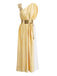 Apricot 30er Göttinnenkleid mit One-Shoulder
