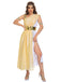 Apricot 30er Göttinnenkleid mit One-Shoulder
