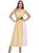 Apricot 30er Göttinnenkleid mit One-Shoulder