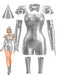 Silbernes 50er Halloween Metallic-Set mit Body und Armstulpen