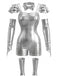 Silbernes 50er Halloween Metallic-Set mit Body und Armstulpen