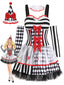 80er Halloween Harlekin-Set mit Rauten-Kostümkleid und Tüllrock