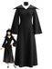 Schwarzes 30er Gothic Kleid mit Glockenärmel