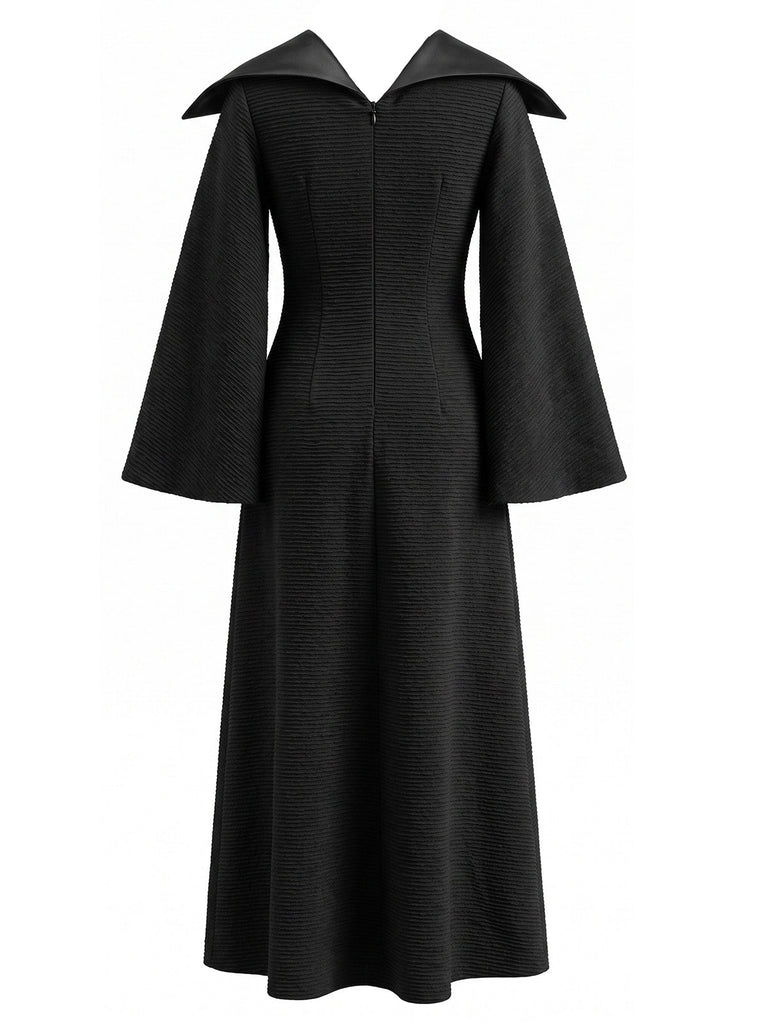 Schwarzes 30er Gothic Kleid mit Glockenärmel