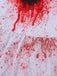 Weißes 40er Blutbrautkleid mit Blutflecken-Print und Spitzenärmeln