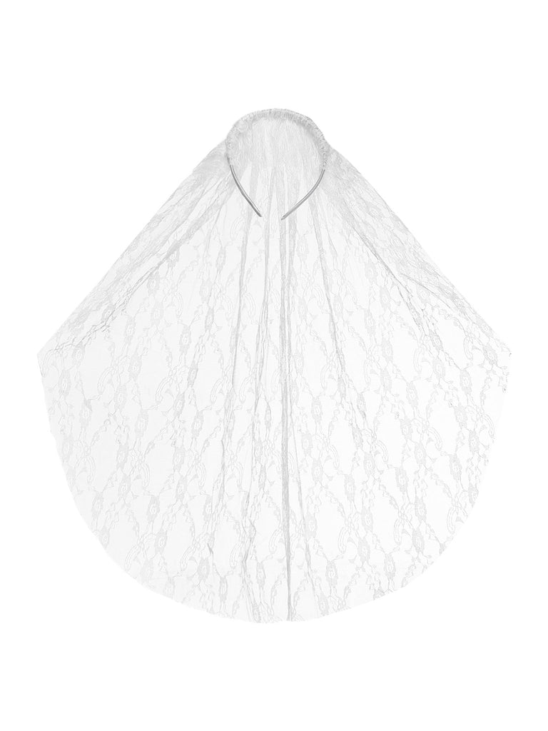 Weißes 40er Blutbrautkleid mit Blutflecken-Print und Spitzenärmeln