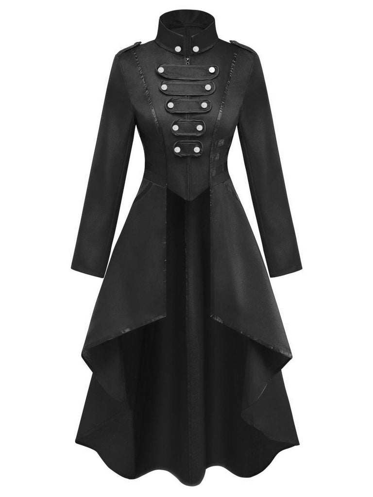 40er mittelalterliche Frackjacke mit Stehkragen und High-Low-Saum