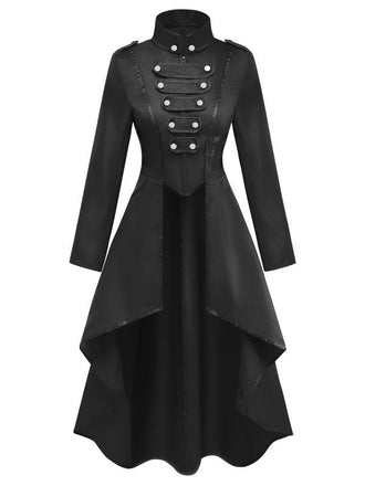 40er mittelalterliche Frackjacke mit Stehkragen und High-Low-Saum