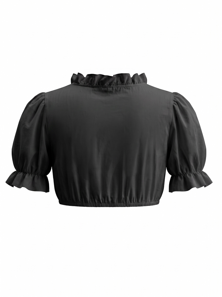 50er Cropped Top mit Rüschenkragen und Puffärmeln