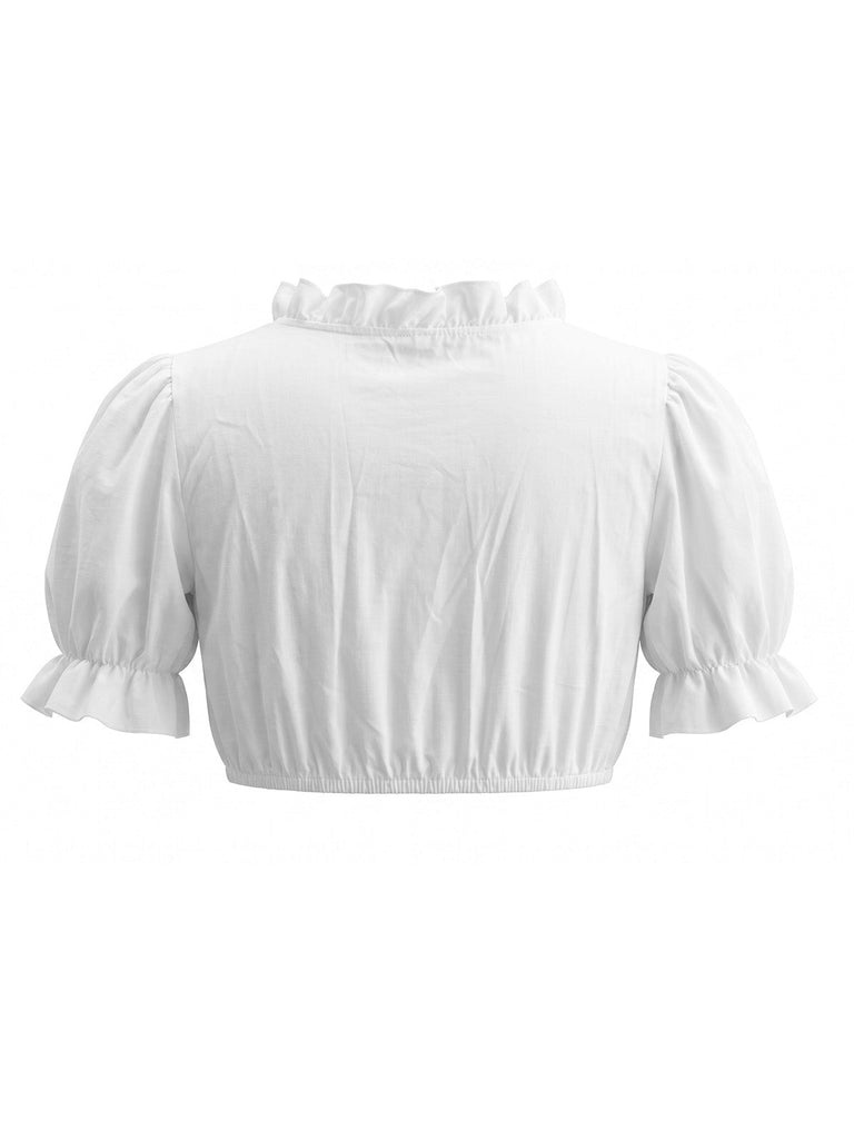 50er Cropped Top mit Rüschenkragen und Puffärmeln