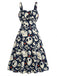 Schwarzes 50er Halloween Kleid mit A-Linie und Print