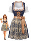 Blaues 50er Oktoberfest-Dirndl-Set mit Carmen-Top und Spitzenschürze