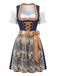 Blaues 50er Kleid, Top & Spitzenschürze 3PCS Set