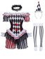 Schwarz-weißes 50er Harlekin-Clown-Kostüm-Set für Halloween