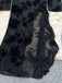 Schwarzes 30er schulterfreies Netzkleid mit Blumen