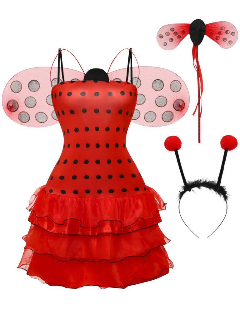 Rotes 50er Halloween Kleid mit Marienkäfer