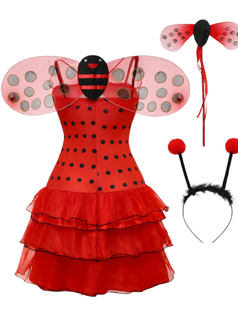 Rotes 50er Halloween Kleid mit Marienkäfer