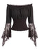 50er schulterfreies Top mit Smok und Spitze