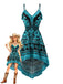 70er Boho Kleid mit Fransen-Besatz und High-Low