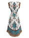 Weißes 70er Boho Minikleid mit Paisley und Fransen