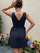 Marineblaues 60er Ärmelloses Kleid mit Streifen und A-Linie