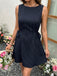Marineblaues 60er Ärmelloses Kleid mit Streifen und A-Linie