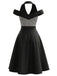 Schwarz-Weißes 50er Gingham-Kleid mit Neckholder