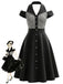 Schwarz-Weißes 50er Gingham-Kleid mit Neckholder