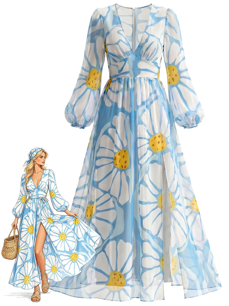 [Pre-Sale] Blw 1980s Floral V Neck Dress 3
