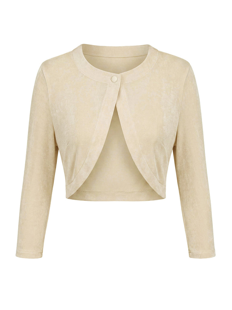 Cremefarbenes 40er Bolero & Kleid Set mit Blumen
