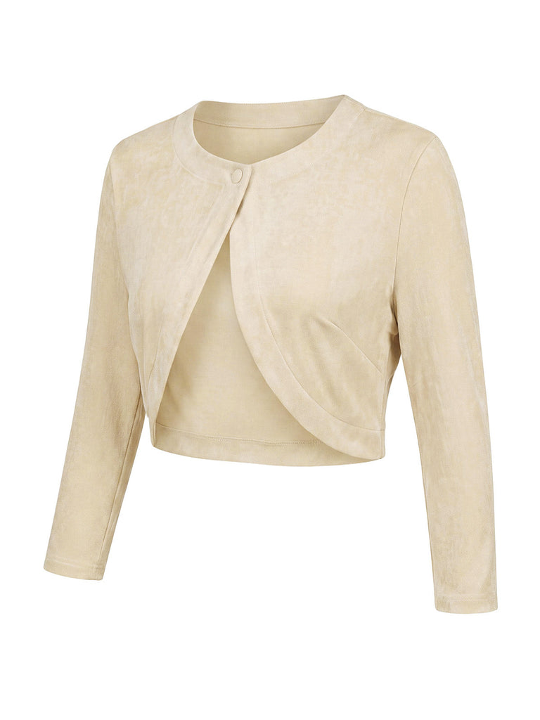 Cremefarbener 40er Cardigan mit Langarm