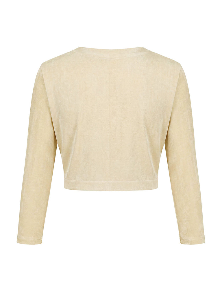 Cremefarbener 40er Cardigan mit Langarm