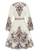 70er Boho Kleid mit V-Ausschnitt und Ballonärmel