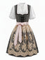 Schwarzes 50er Oktoberfest-Dirndl-Set mit Spitzentop und Blumenschürze