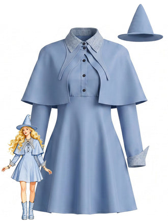 50er Hexen-Kostüm-Set mit Kleid, Cape und Hut