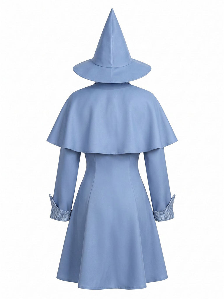 50er Hexen-Kostüm-Set mit Kleid, Cape und Hut