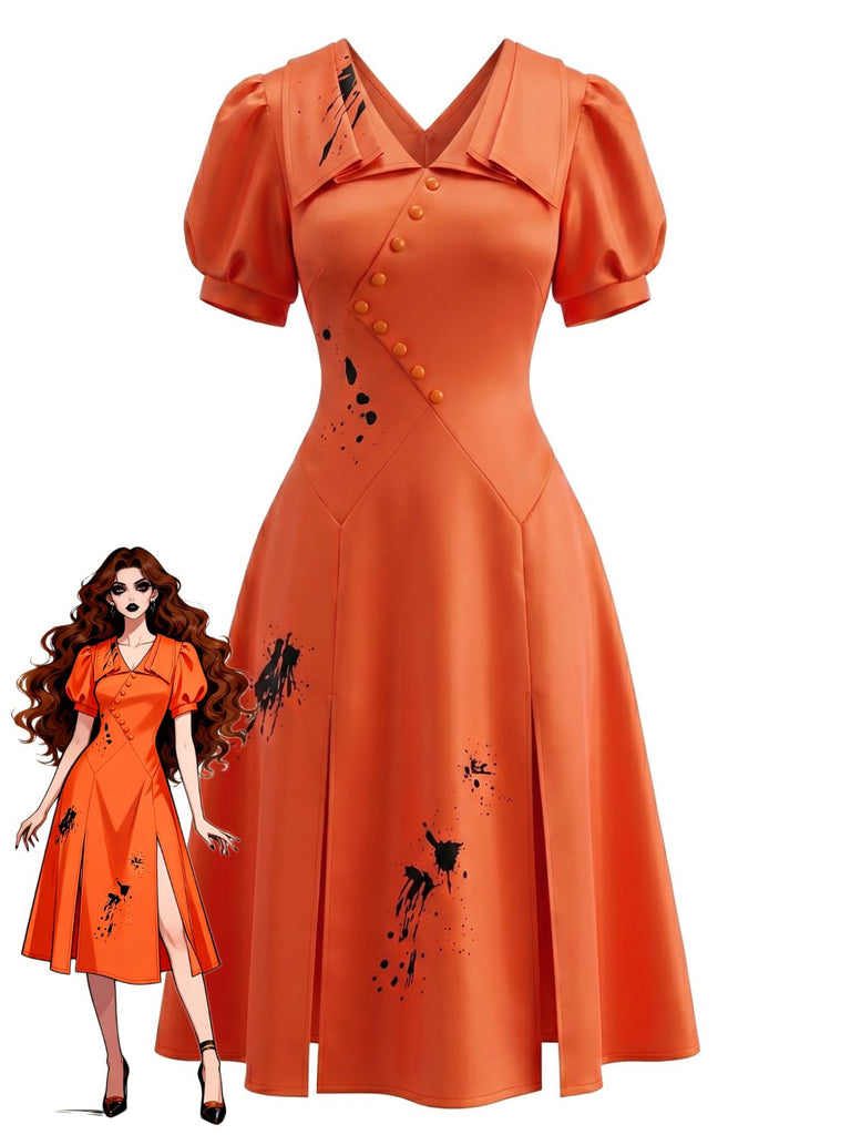 Orange 50er Halloween Vintage Kleid