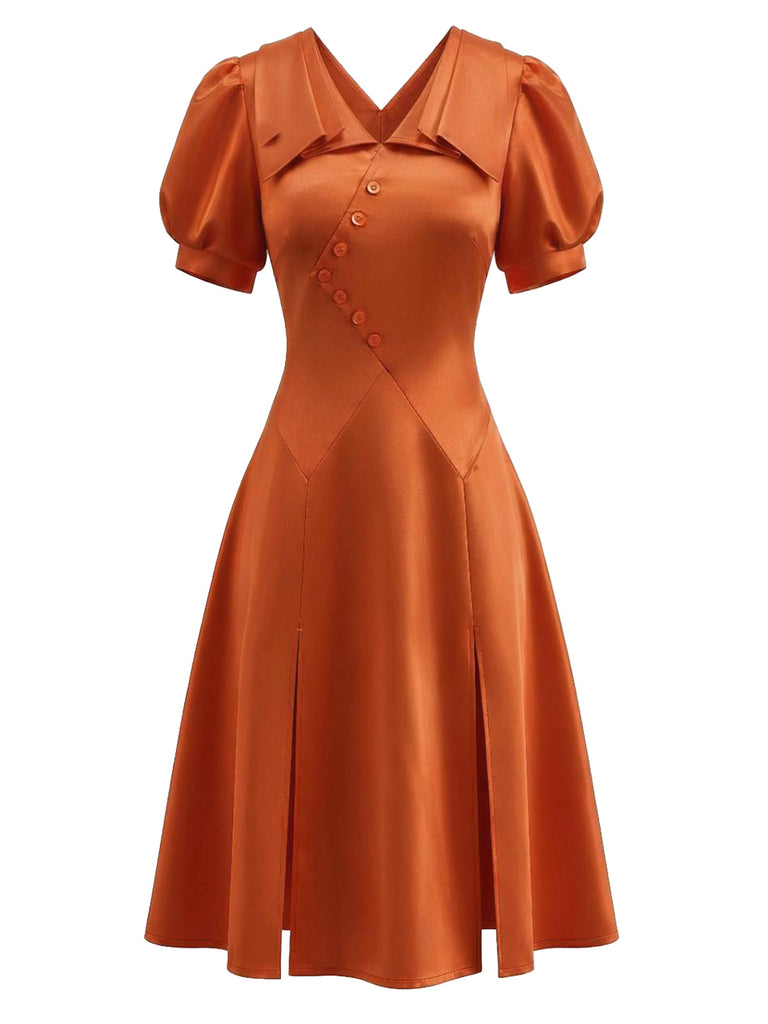 Oranges 50er Halloween-Kleid mit Puffärmeln