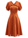 Oranges 50er Halloween-Kleid mit Puffärmeln