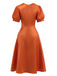 Oranges 50er Halloween-Kleid mit Puffärmeln