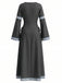 30er Renaissancekleid mit Rundhals und Glockenärmeln