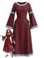 30er Renaissancekleid mit Rundhals und Glockenärmeln