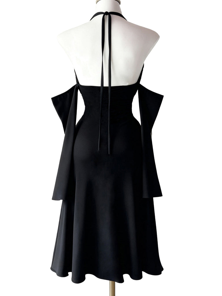60er Gothic Maxikleid mit Neckholder und Hoch
